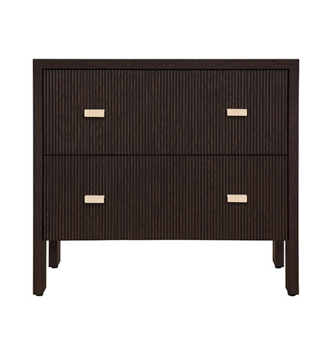 Andre Fluted Espresso Oak Two Drawer Side Table