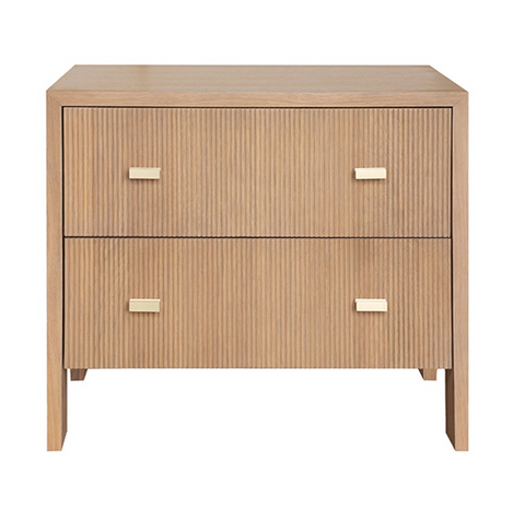 Andre Fluted Natural Oak Two Drawer Side Table