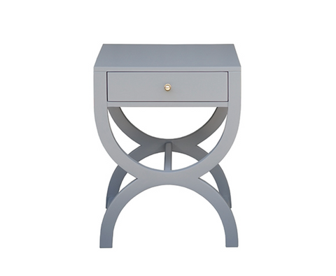 Alexis One Drawer Side Table - Matte Grey Lacquer