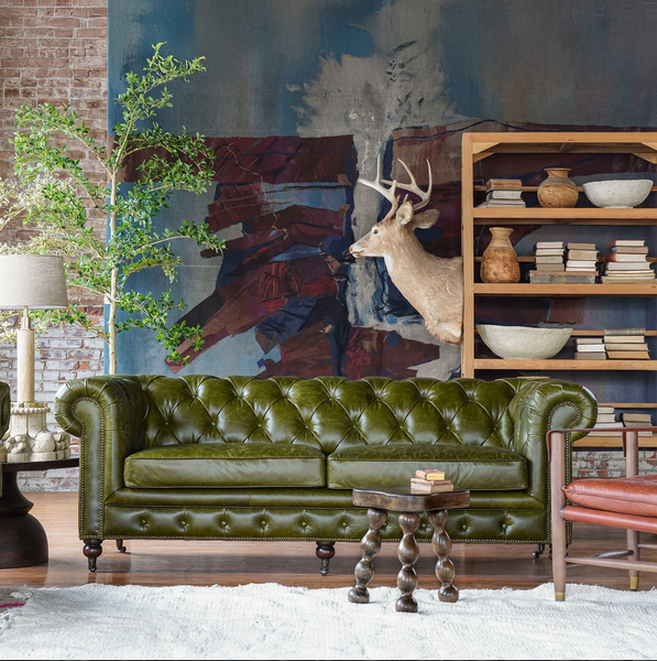Churchill 87" Leather Chesterfield Sofa - Matthew Izzo Collection