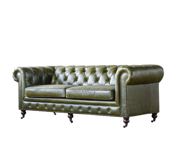 Churchill 87" Leather Chesterfield Sofa - Matthew Izzo Collection