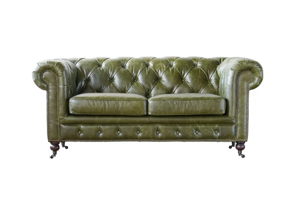 Churchill 72" Leather Chesterfield Loveseat - Matthew Izzo Collection