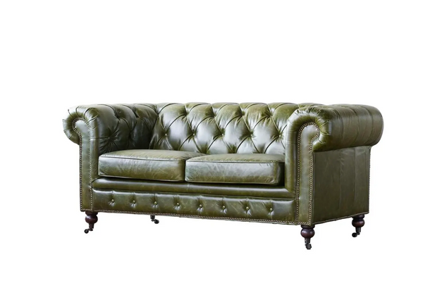 Churchill 72" Leather Chesterfield Loveseat - Matthew Izzo Collection