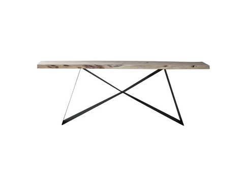 Lenox Raw Edge Acacia Wood X Pedestal Dining Table - Matthew Izzo Collection