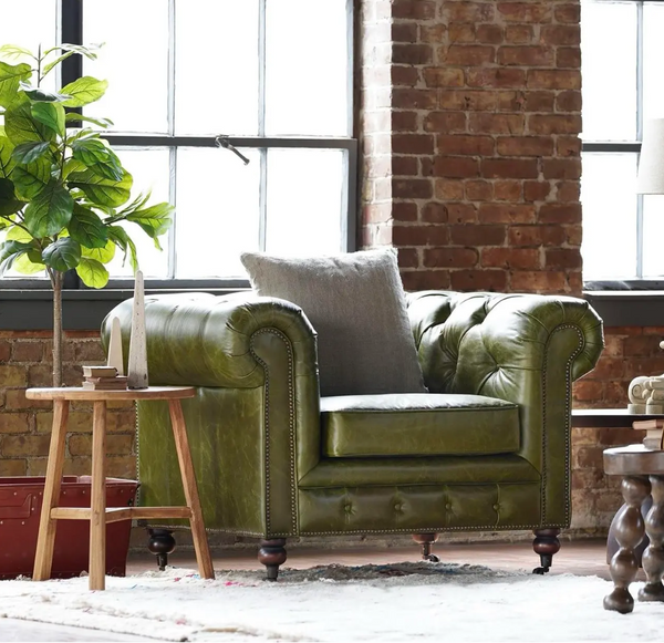 Churchill Olive Green Chesterfield Club Chair - Matthew Izzo Collection