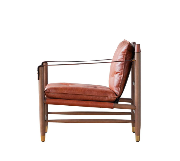 Hemingway Tawny Italian Leather and Ash Wood Lounge Chair - Matthew Izzo Collection