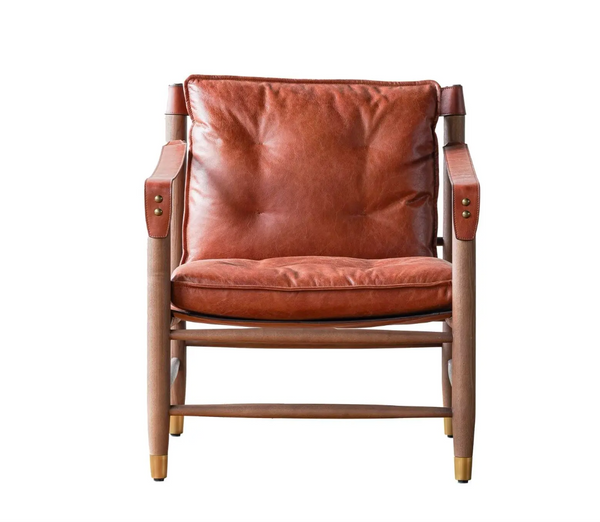 Hemingway Tawny Italian Leather and Ash Wood Lounge Chair - Matthew Izzo Collection