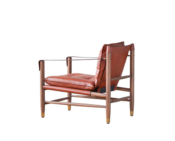 Hemingway Tawny Italian Leather and Ash Wood Lounge Chair - Matthew Izzo Collection