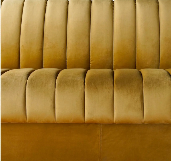 Conrad Ochre Straight Channeled Sofa: Two Size Options - Matthew Izzo Collection