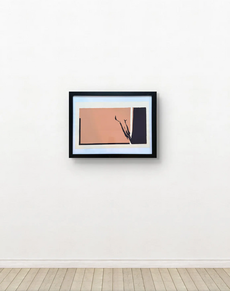 Barbara Beck Framed 1970 Mid Century Modern Screen Print on Paper in Black Wood Frame