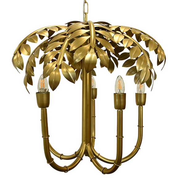 Millie Antique Brass Five Light Palm Tree Chandelier