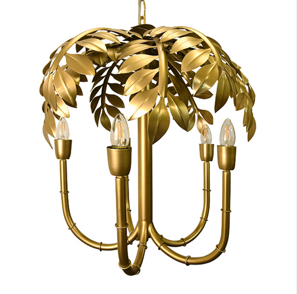 Millie Antique Brass Five Light Palm Tree Chandelier