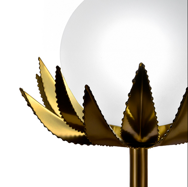 Moxie Palm Leaf Uplight Brass & Glass Globe Table Lamp