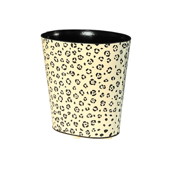 Wastebasket - Cheetah Design Handpainted Oval Metal