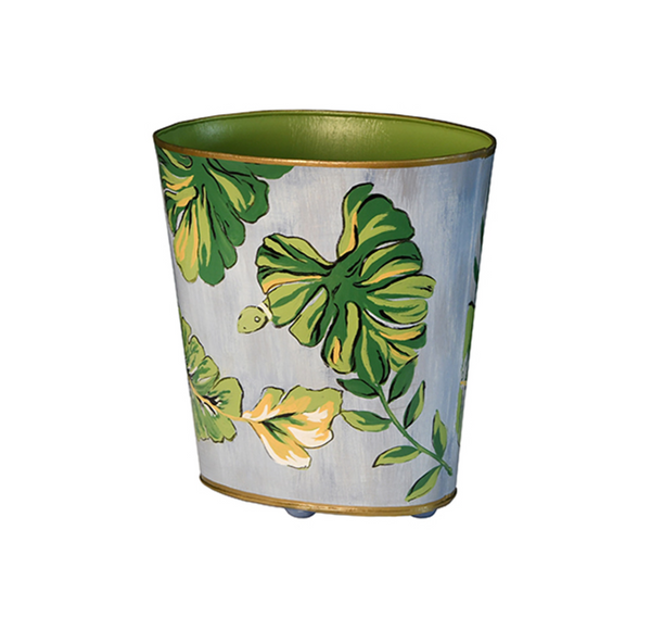 Wastebasket - Tropic Handpainted Oval Metal