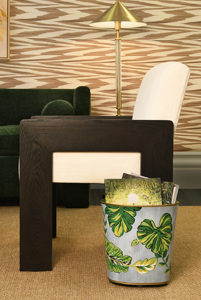 Wastebasket - Tropic Handpainted Oval Metal