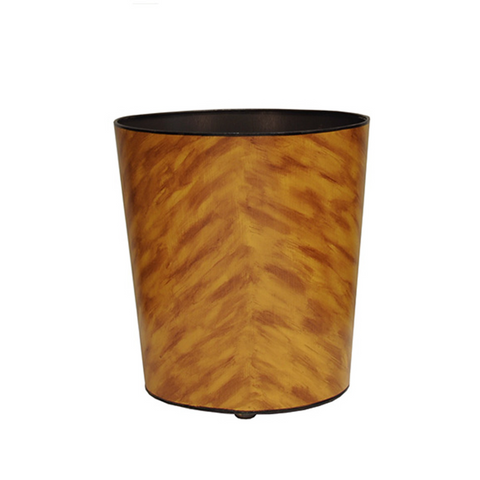 Wastebasket - Tortoise Shell Design Handpainted Oval Metal