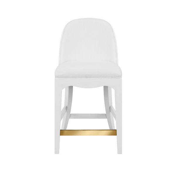 Sadie White Textured Linen Framed Counter Stool