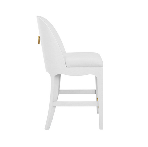 Sadie White Textured Linen Framed Counter Stool