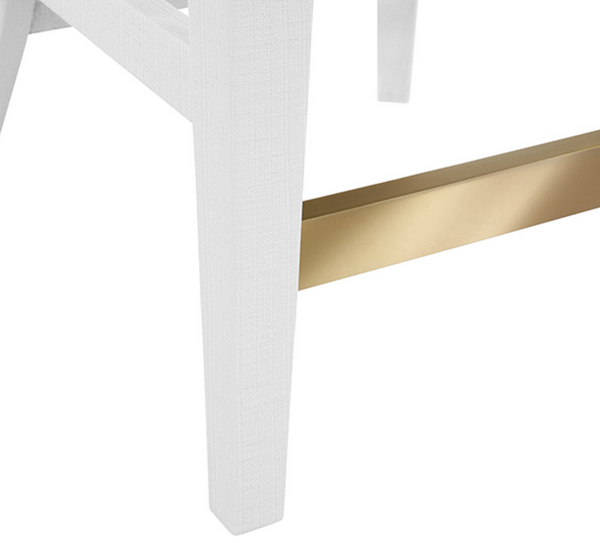 Sadie White Textured Linen Framed Counter Stool