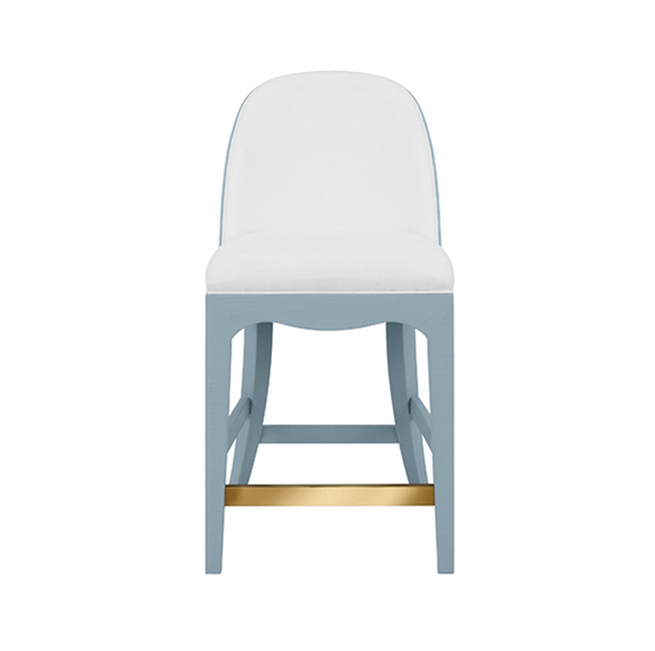 Sadie Light Blue Textured Linen Counter Stool