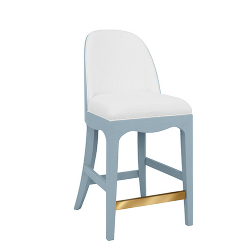 Sadie Light Blue Textured Linen Counter Stool
