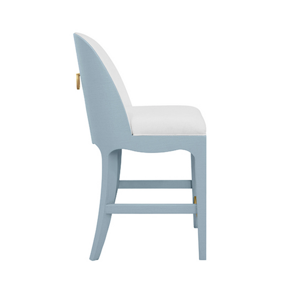 Sadie Light Blue Textured Linen Counter Stool