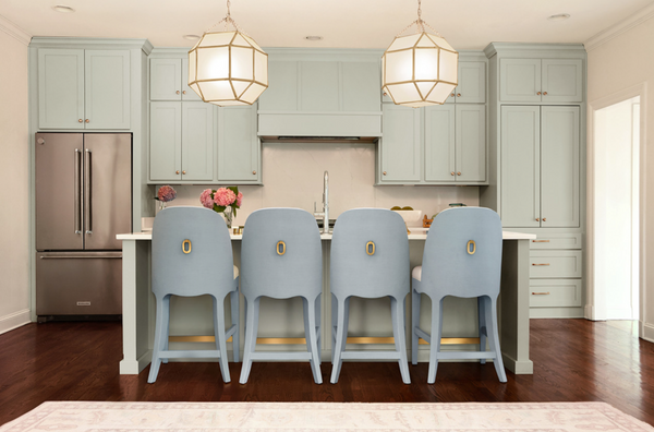 Sadie Light Blue Textured Linen Counter Stool