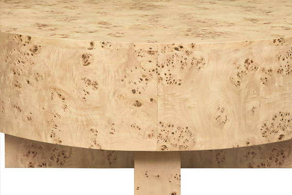 Oslo Light Burlwood Low Round Coffee Table