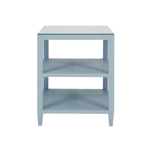 Amie Light Blue Textured Linen Side Table
