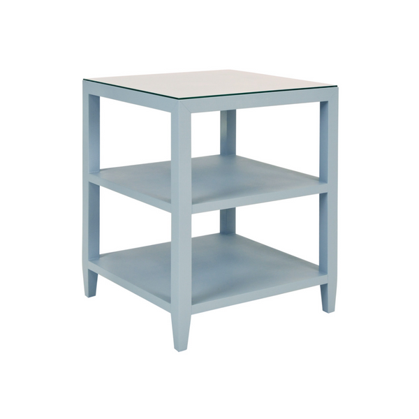 Amie Light Blue Textured Linen Side Table