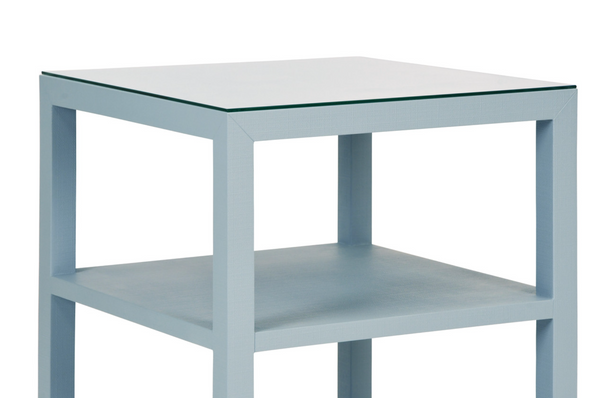 Amie Light Blue Textured Linen Side Table
