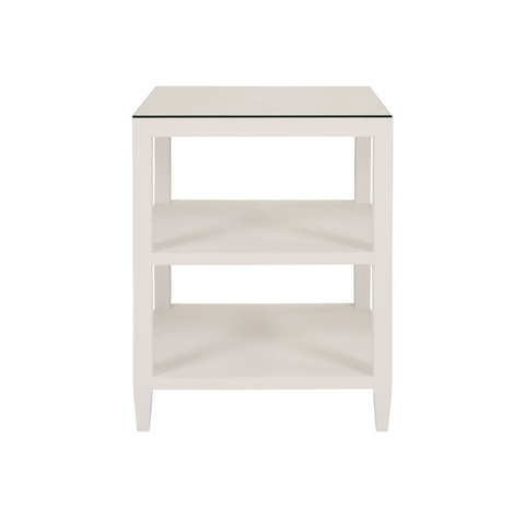 Amie White Textured Linen Side Table