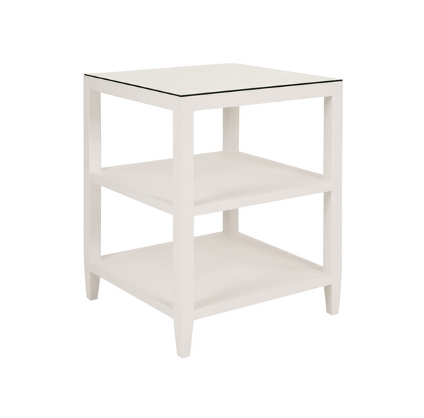 Amie White Textured Linen Side Table