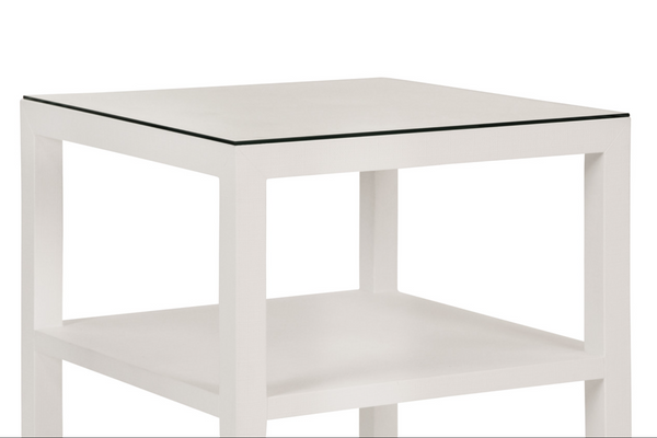 Amie White Textured Linen Side Table