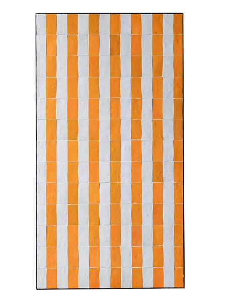 Moroccan Zellige Tile Coffee Table: Yellow and White Stripes - Matthew Izzo Collection