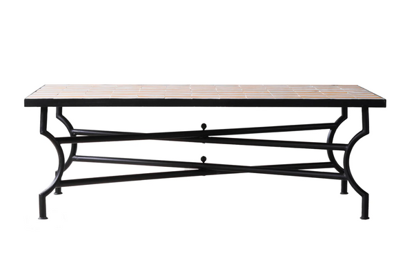 Moroccan Zellige Tile Coffee Table: Yellow and White Stripes - Matthew Izzo Collection