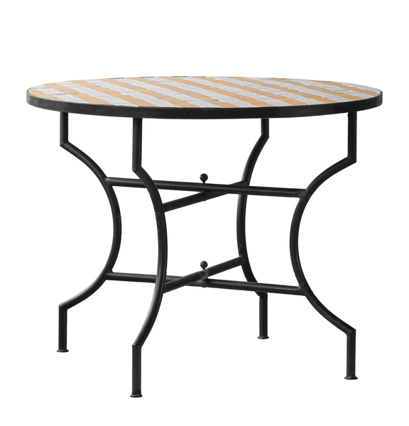 Moroccan Zellige Tile Round Bistro Table in Yellow and White Stripes: Four Size Options - Matthew Izzo Collection