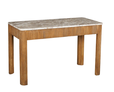 Tambour Mango Wood Desk with Marble Top - Matthew Izzo Collection