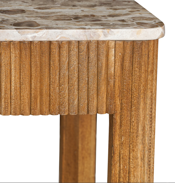 Tambour Mango Wood Desk with Marble Top - Matthew Izzo Collection