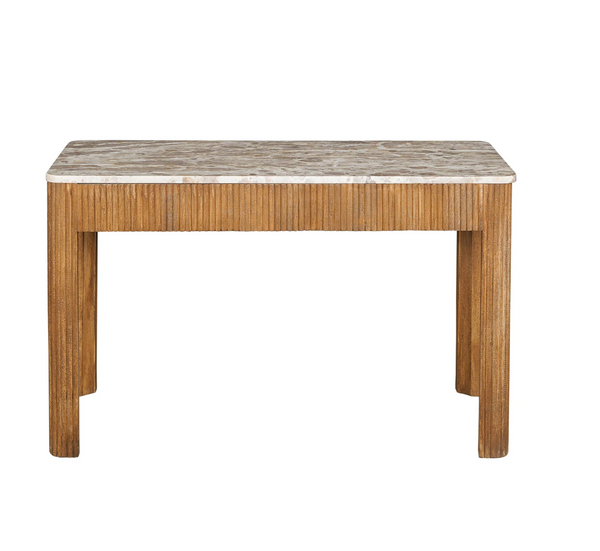 Tambour Mango Wood Desk with Marble Top - Matthew Izzo Collection