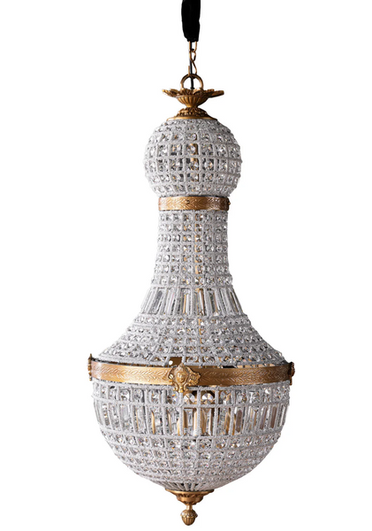 Bezier Glass Bead Chandelier with Antique Brass Detail: Four Size Options - Matthew Izzo Colleciton