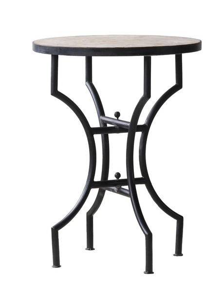 Moroccan Zellige Tile Bistro Table with Unglazed Pink Tiles: Four Size Options - Matthew Izzo Collection