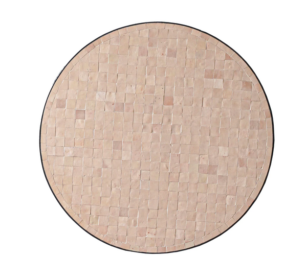Moroccan Zellige Tile Bistro Table with Unglazed Pink Tiles: Four Size Options - Matthew Izzo Collection