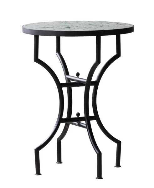 Moroccan Zellige Tile Bistro Table with Tamegroute Green Tiles: Four Size Options - Matthew Izzo Collection
