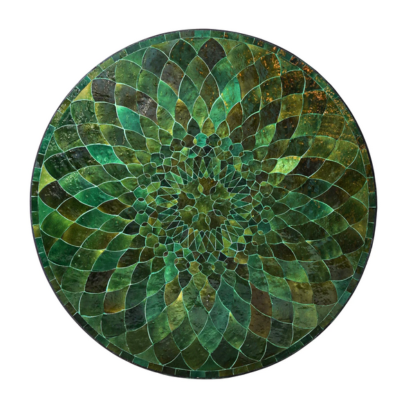 Moroccan Zellige Tile Bistro Table with Tamegroute Green Tiles: Four Size Options - Matthew Izzo Collection