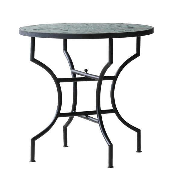 Moroccan Zellige Tile Bistro Table with Tamegroute Green Tiles: Four Size Options - Matthew Izzo Collection