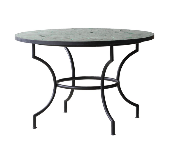 Moroccan Zellige Tile Bistro Table with Tamegroute Green Tiles: Four Size Options - Matthew Izzo Collection