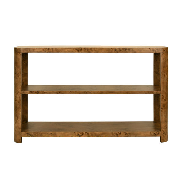 Emery Dark Burlwood Three Tier Console Table