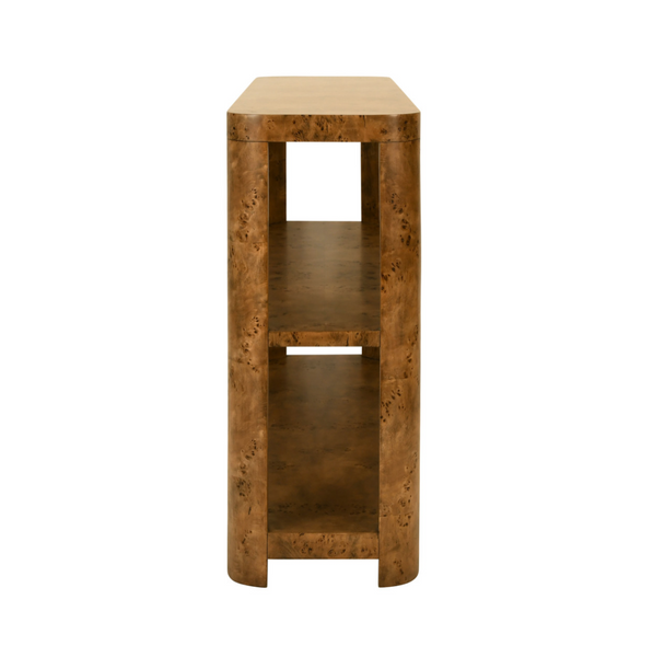 Emery Dark Burlwood Three Tier Console Table